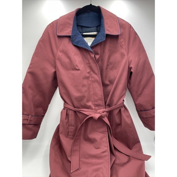 Vintage Sport Ease Fashions Goose Down Trench Coat Maroon Made in Canada Size 14 - Picture 2 of 16
